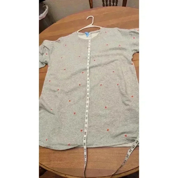 Women's long sweatshirt dress w/ puffed sleeves & small heart print detail XL - Picture 7 of 7